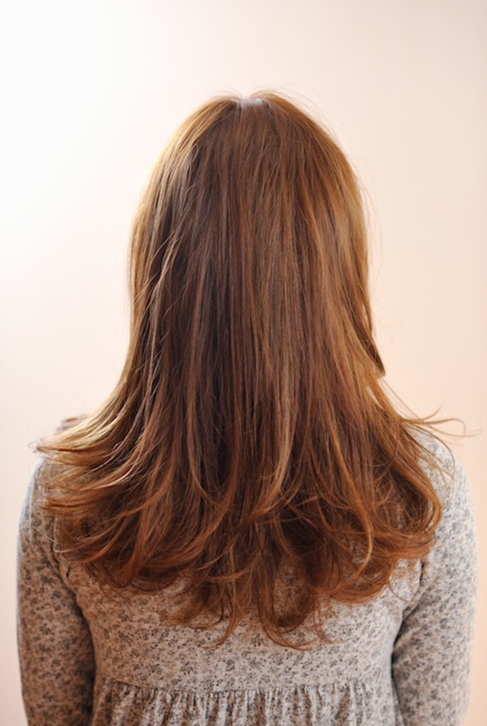 ミクスチャーロングヘアの女性（後ろ向き）